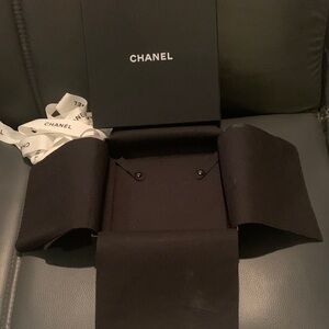 Chanel Black Accessory Holder with White Ribbon